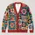 Colorful Bohemian Floral Squares For Fall Layering And Relaxed Everyday Style Wear All-over Print Knitted Cardigan - 1