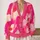 Pink Cream Abstract Cloud Style for Cozy Fall Layering, Youthful Women's Wardrobe All-over Print Knitted Cardigan - 2