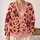 Burgundy Botanical Blooms for Autumn Office Style and Everyday Women's Layering Wear All-over Print Knitted Cardigan - 2