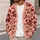Burgundy Botanical Blooms for Autumn Office Style and Everyday Women's Layering Wear All-over Print Knitted Cardigan - 5
