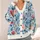 Watercolor Botanical Flowers and Blue Leaves for Everyday Layering and Resort Style All-over Print Knitted Cardigan - 4