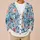 Watercolor Botanical Flowers and Blue Leaves for Everyday Layering and Resort Style All-over Print Knitted Cardigan - 6