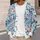 Watercolor Botanical Flowers and Blue Leaves for Everyday Layering and Resort Style All-over Print Knitted Cardigan - 5