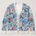 Watercolor Botanical Flowers and Blue Leaves for Everyday Layering and Resort Style All-over Print Knitted Cardigan - 1