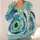 Teal Concentric Orbital Motif for Spring Outings, Travel Days, and Relaxed Home Wear All-over Print Knitted Cardigan - 4