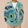 Teal Concentric Orbital Motif for Spring Outings, Travel Days, and Relaxed Home Wear All-over Print Knitted Cardigan - 6