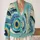 Teal Concentric Orbital Motif for Spring Outings, Travel Days, and Relaxed Home Wear All-over Print Knitted Cardigan - 2