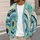 Teal Concentric Orbital Motif for Spring Outings, Travel Days, and Relaxed Home Wear All-over Print Knitted Cardigan - 5