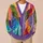 Rainbow Patchwork Sunburst Colors for Creative Everyday Layering and Weekend Style All-over Print Knitted Cardigan - 6