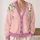 Pink Daisy Floral Blossoms for Romantic Everyday Layering in Women's Autumn Style All-over Print Knitted Cardigan - 2