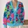 Colorful Floral Blooms for Cheerful Casual Fall Layering and Weekend Style for Women All-over Print Knitted Cardigan - 2