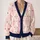 Pink Heart Argyle Valentine Style For Women, Campus Commutes And Casual Weekend Outings All-over Print Knitted Cardigan - 2