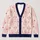 Pink Heart Argyle Valentine Style For Women, Campus Commutes And Casual Weekend Outings All-over Print Knitted Cardigan - 1