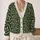 Green Frog Face Motifs for Casual Autumn Layering and Playful Youthful Street Style All-over Print Knitted Cardigan - 2