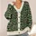 Green Frog Face Motifs for Casual Autumn Layering and Playful Youthful Street Style All-over Print Knitted Cardigan - 4