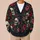 Skull Rose Botanical Motifs for Autumn Layering, Alternative Women's Gothic Style All-over Print Knitted Cardigan - 6
