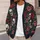 Skull Rose Botanical Motifs for Autumn Layering, Alternative Women's Gothic Style All-over Print Knitted Cardigan - 5