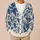 Navy Blue Floral Leaves for Relaxed Everyday Layering and Cottage Garden Style Wardrobe All-over Print Knitted Cardigan - 6