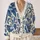 Navy Blue Floral Leaves for Relaxed Everyday Layering and Cottage Garden Style Wardrobe All-over Print Knitted Cardigan - 2