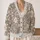 Ivory Botanical Blossoms on Taupe Plaid for Cozy Everyday Layering and Weekend Style All-over Print Knitted Cardigan - 2