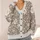 Ivory Botanical Blossoms on Taupe Plaid for Cozy Everyday Layering and Weekend Style All-over Print Knitted Cardigan - 4