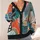 Abstract Coral Teal Organic Shapes for Office Layers and Weekend Street Style Women All-over Print Knitted Cardigan - 4