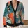 Abstract Coral Teal Organic Shapes for Office Layers and Weekend Street Style Women All-over Print Knitted Cardigan - 2
