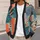 Abstract Coral Teal Organic Shapes for Office Layers and Weekend Street Style Women All-over Print Knitted Cardigan - 5