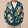 Cream Botanical Flowers on Deep Teal for Office to Weekend Layering, Women's Style All-over Print Knitted Cardigan - 6