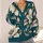Cream Botanical Flowers on Deep Teal for Office to Weekend Layering, Women's Style All-over Print Knitted Cardigan - 4