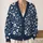 Navy Floral Botanical Motifs for Casual Layering and Everyday Women's Weekend Style All-over Print Knitted Cardigan - 2