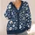 Navy Floral Botanical Motifs for Casual Layering and Everyday Women's Weekend Style All-over Print Knitted Cardigan - 4