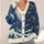 Indigo Ocean Waves With Japanese Coastal Style For Relaxed Everyday Layering Women All-over Print Knitted Cardigan - 4