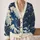 Indigo Ocean Waves With Japanese Coastal Style For Relaxed Everyday Layering Women All-over Print Knitted Cardigan - 2