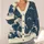 Indigo Ocean Waves and Snowy Peaks for Relaxed Coastal Weekend Layering Outfits All-over Print Knitted Cardigan - 4