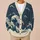 Indigo Ocean Waves and Snowy Peaks for Relaxed Coastal Weekend Layering Outfits All-over Print Knitted Cardigan - 6