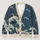 Indigo Ocean Waves and Snowy Peaks for Relaxed Coastal Weekend Layering Outfits All-over Print Knitted Cardigan - 1