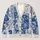 Blue And White Floral Patchwork Blooms For Relaxed Everyday Layering And Cottage Women All-over Print Knitted Cardigan - 1
