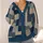 Navy Beige Geometric Patchwork for Relaxed Weekend Layering and Modern Art Lovers All-over Print Knitted Cardigan - 4