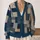 Navy Beige Geometric Patchwork for Relaxed Weekend Layering and Modern Art Lovers All-over Print Knitted Cardigan - 2