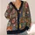 Women's Colorful Floral Square Motifs for Casual Layering and Boho Weekend Style All-over Print Knitted Cardigan - 4