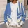 Periwinkle Blue and Ivory Striped Layers for Relaxed Everyday Weekend Outfits and Travel All-over Print Knitted Cardigan - 5