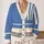 Periwinkle Blue and Ivory Striped Layers for Relaxed Everyday Weekend Outfits and Travel All-over Print Knitted Cardigan - 2