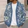 Blue Botanical Blooms for Relaxed Weekend Layering and Garden Strolls, Women’s Style All-over Print Knitted Cardigan - 5