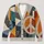 Color Block Peace Motif For Relaxed Spring Layering, Creative Everyday Wardrobe Style All-over Print Knitted Cardigan - 1