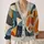 Color Block Peace Motif For Relaxed Spring Layering, Creative Everyday Wardrobe Style All-over Print Knitted Cardigan - 2