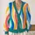 Rainbow Wave Stripes for Colorful Layering and Relaxed Weekend Streetwear Outfits All-over Print Knitted Cardigan - 2