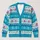 Turquoise Fair Isle Florals for Cozy Autumn Layering, Women’s Nordic Holiday Style All-over Print Knitted Cardigan - 1