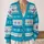 Turquoise Fair Isle Florals for Cozy Autumn Layering, Women’s Nordic Holiday Style All-over Print Knitted Cardigan - 2
