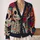 Colorful Sugar Skull Skeleton With Floral Fiesta Details For Halloween Fall Layering All-over Print Knitted Cardigan - 2